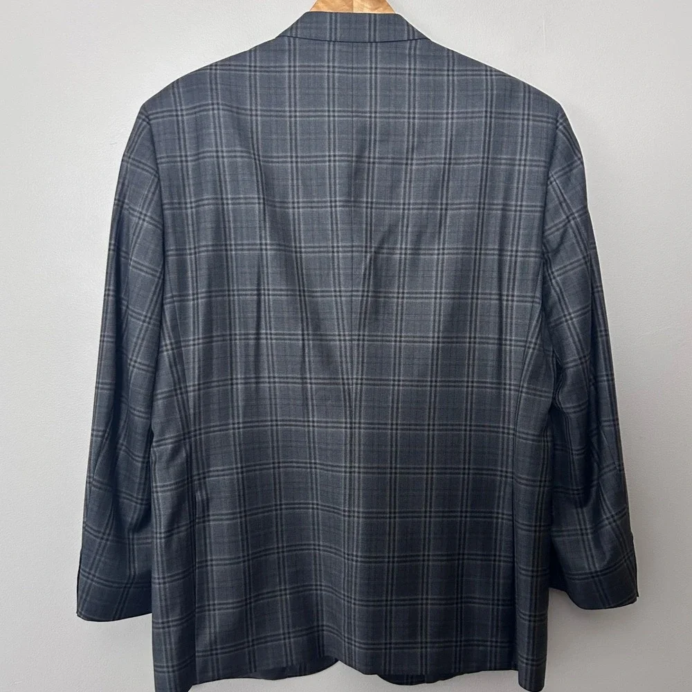 Peter Millar Flynn Sport Coat Men 44R Gray Plaid 100% Wool Jacket Made in Canada